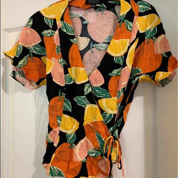 & Other Stories Tops - Citrus print wrap shirt!